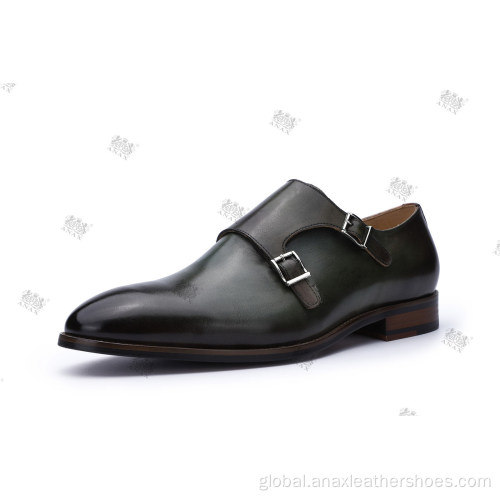 Monk Strap Men Leather Shoes Good Genuine Leather Dress Shoes with Monk Strap Supplier